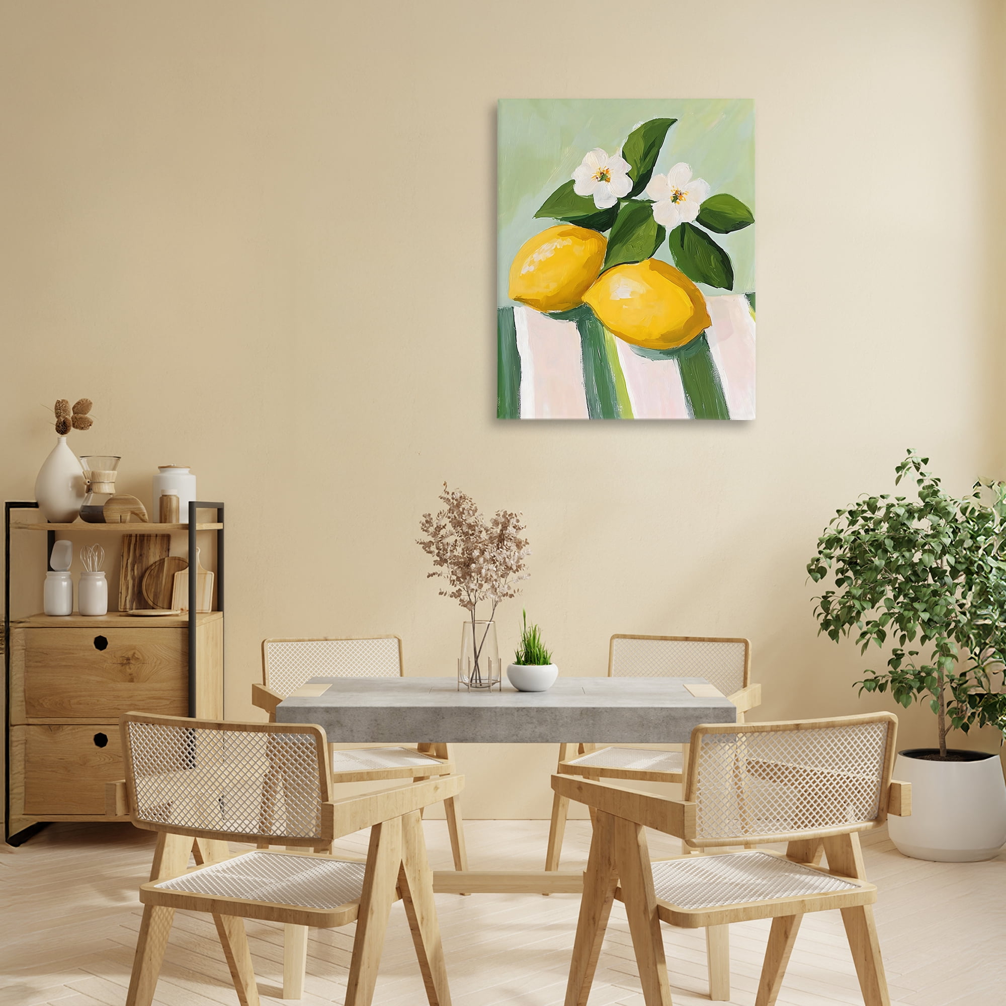 Stupell Industries Lemons And Daisies on Tablecloth Canvas Wall Art, design by The Prints Vibe