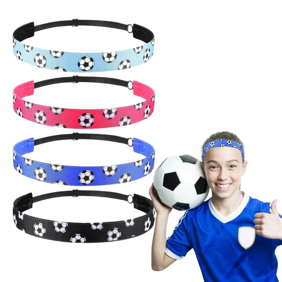 Set of 4 Adjustable Sports Headbands | Soft Non-Slip Design & Quick-Dry Fabric | Football Hair Ties for Athletic Women, Girls, Soccer Players