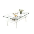 thumbnail image 7 of Coffee Tables for Living Room, Coffee Table with Tempered Glass Tabletop and Metal Legs, 2-Tier Rectangle Coffee Table with Storage, Side End Table for Living Room, Bedroom, Office, Small Space, 7 of 7