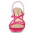 thumbnail image 6 of BLISSFUL STEP Women's Solid Color Strappy Slingback Block High Heels Sandals Hot Pink 8, 6 of 7