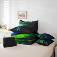 thumbnail image 4 of Erosebridal Blue Geometry Bedding Sets Twin Size, Neon Abstract Comforter Sets with Sheets, Stripe Room Decor, Reversible 7pcs, 4 of 5