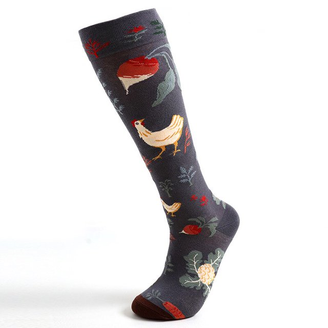 Calcetines hasta la rodilla de tubo medio y alto, estilo ins francés, ilustración retro, calle abstracta literaria, moda de algodón