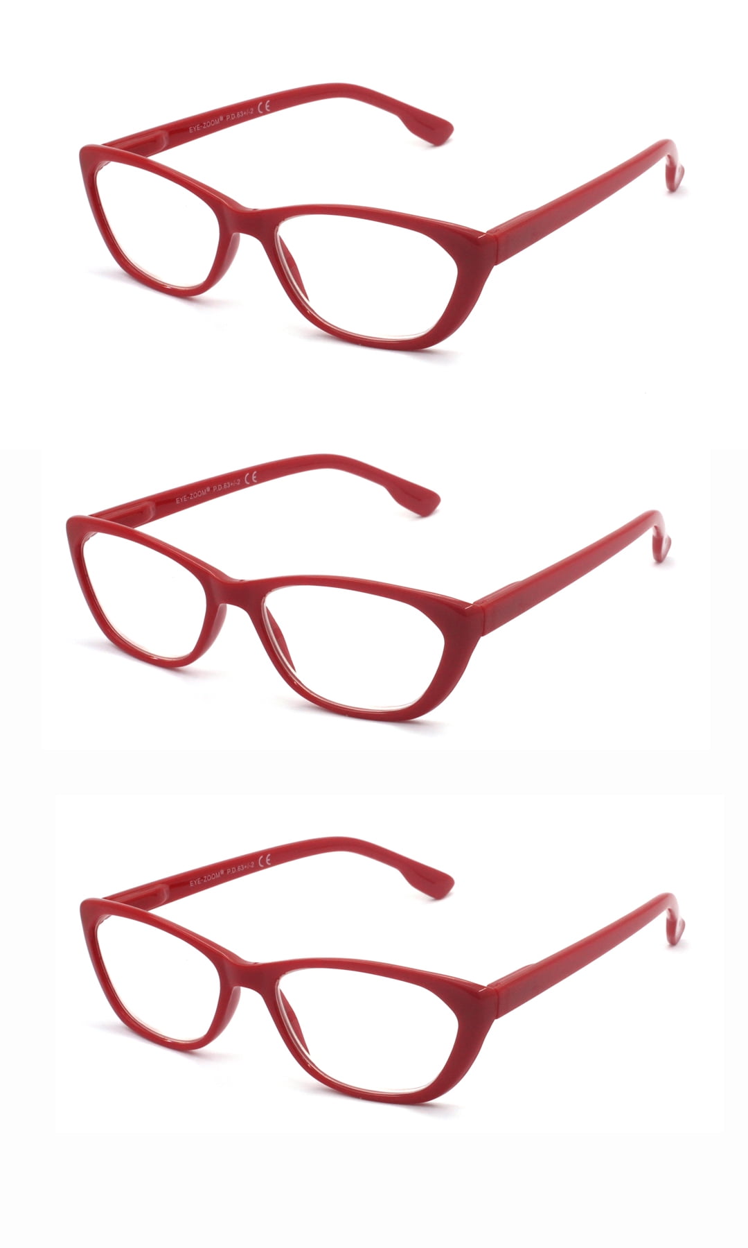 EYE ZOOM 3 Pairs Ladies Readers Cat Eye Style reading Glasses with