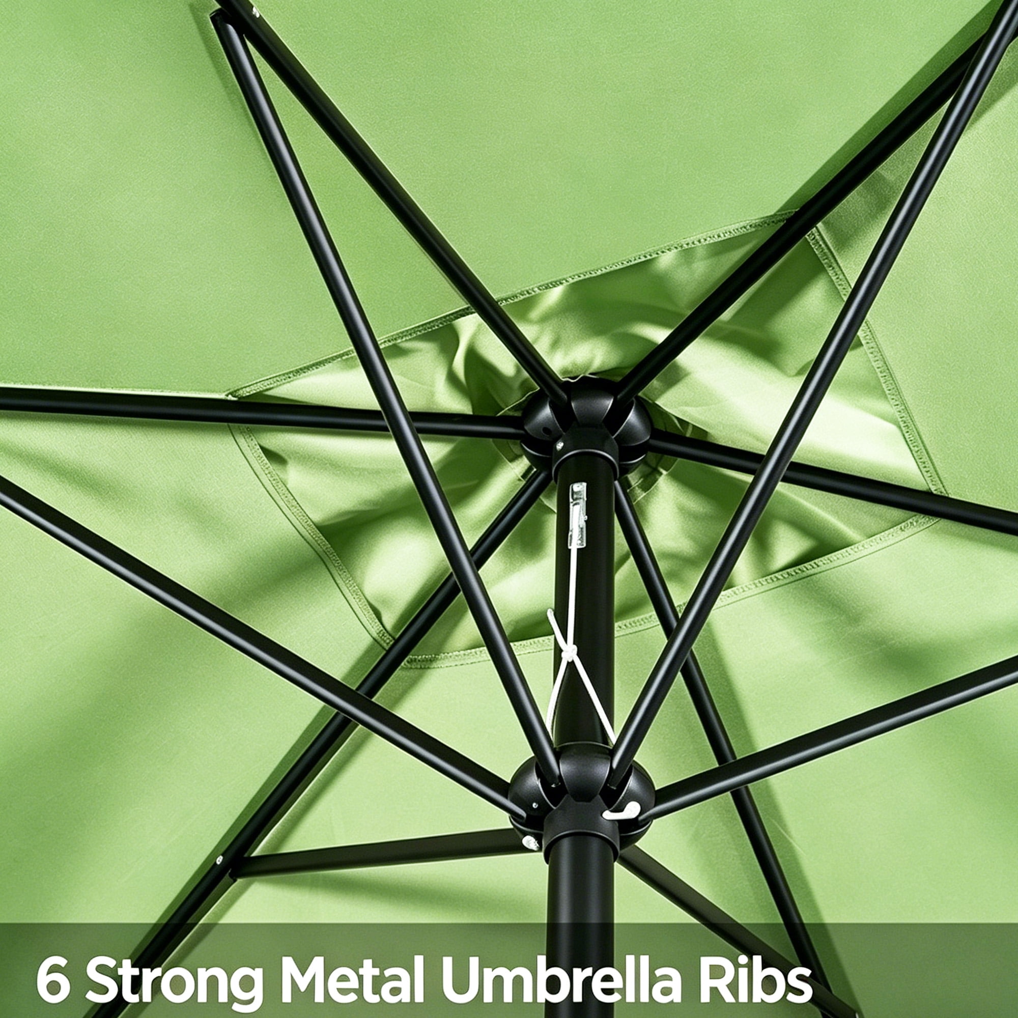 Kool 10x6.5ft Rectangular Patio Umbrella with Crank Handle, Outdoor Market Umbrella with 6 Sturdy Umbrella Ribs, Waterproof, Green