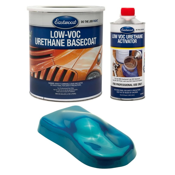 Eastwood 4:1 Caribbean Bay Blue Pearl 2K Basecoat and Activator Automotive Spray Paint Kit Makes 5 Sprayable Quarts