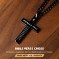 thumbnail image 3 of Rynsito Inspirational Bible Verse Cross Necklace for Men Son, Stainless Steel Plain Black Silver Cross Pendant Necklace for Men 20-24 Inches Curb Chain Faith Jewelry Gift, 3 of 6