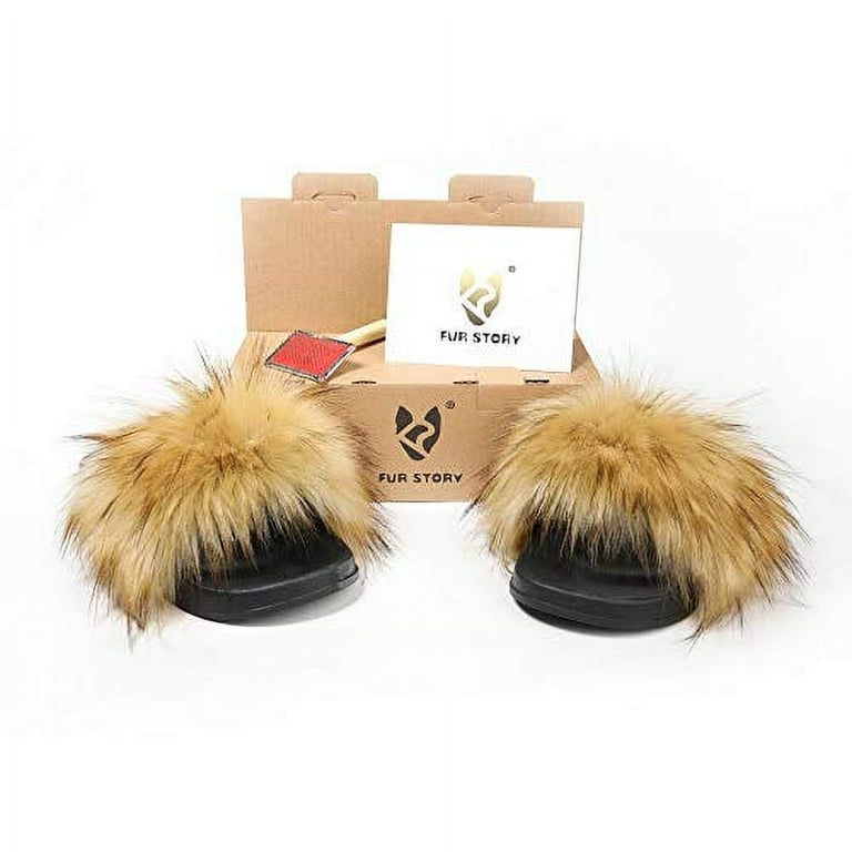 Vogue Cloud Women's Furry Faux Fur Slides Fuzzy Slippers Fluffy