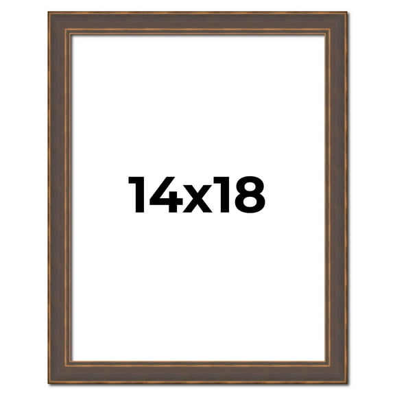 14x18 Frame Golden Caramel Solid Wood Bronze Picture Frame | 1.25 Inch Moulding Width | 0.5 Inch