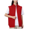 thumbnail image 2 of Women's Sleeveless Solid Color Reversible Vest Jacket Warm Casual No Pockets Style, 2 of 9