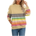 thumbnail image 2 of IUYRTFE Women's Colorful Striped Crew Neck Long Sleeve Sweatshirt – Relaxed Fit Casual Pullover for Fall, Winter, and Daily Wear, 2 of 5