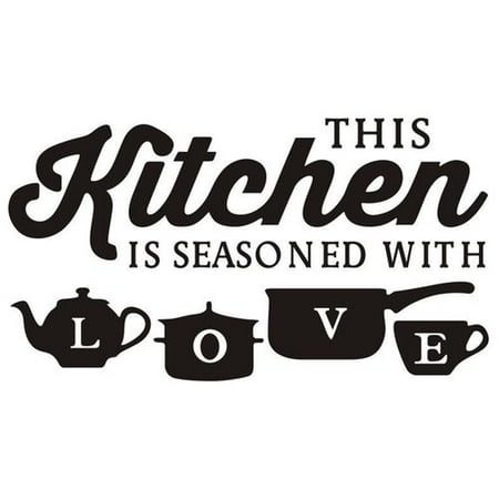 SHIYAO 1 Pcs Kitchen Wall Decals Kitchen Wall Stickers This Kitchen is Seasoned with Love Wall Decal for Kitchen Kitchen Decals for Wall