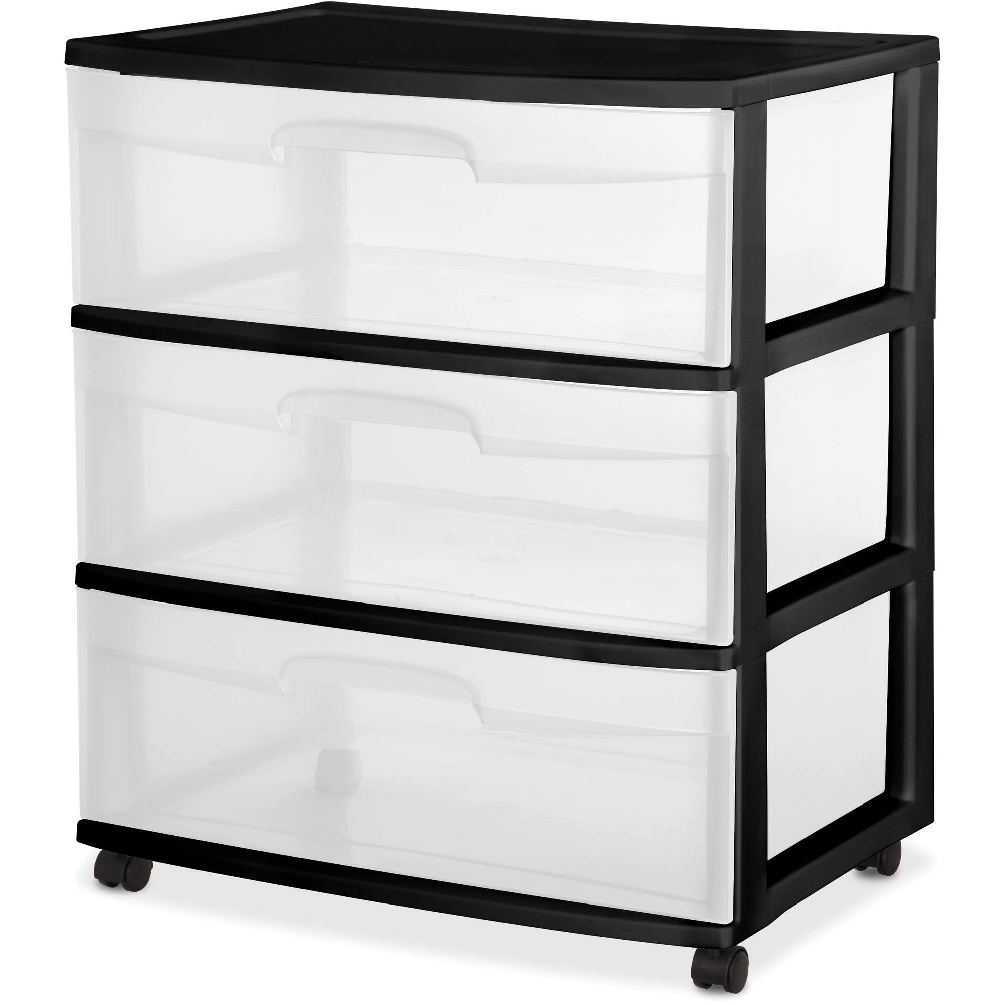 Plastic Storage Cabinet 3 Drawer Sterilite Wide Rolling ...