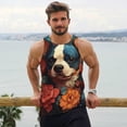 thumbnail image 6 of Susaid Vintage Colorful Flower French Bulldog Print Men's Sleeveless Workout Running Tank Top Dry Fit Athletic Gym Sports Swim Beach Muscle Bodybuilding Shirts-XX-Large, 6 of 7