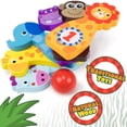 thumbnail image 3 of Jungle Bowling Game, Indoor/Outdoor Family Fun with 6 Wooden Zoo Animal Pins by, JUNGLE BOWLING: Round up the herd, roll the bowling ball, and send those.., By Imagination Generation, 3 of 3