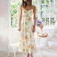 thumbnail image 3 of IROINNID Maxi Dress for Women Formal Fall Dress Spring And Summer Print Sling Dress Sling V-neck Dress Sundress,Yellow, 3 of 8