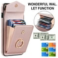 thumbnail image 2 of for iPhone 8 Plus / iPhone 7 Plus Wallet Case, Back Card Slots/Bag Magnetic Button Ring Holder Stand Cover with RFID Blocking Wrist Hand Strap Luxury PU Leather Anti-Shocks Case,Rosegold, 2 of 9