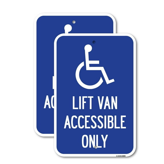 (2 Pack) Lift Van Accessible Only (With Updated Isa Symbol) | 18" X 24" Heavy-Gauge Aluminum Sign | Rust Free Aluminum, Weather Resistant, Waterproof, Fade Resistant, 2 Pre-drilled