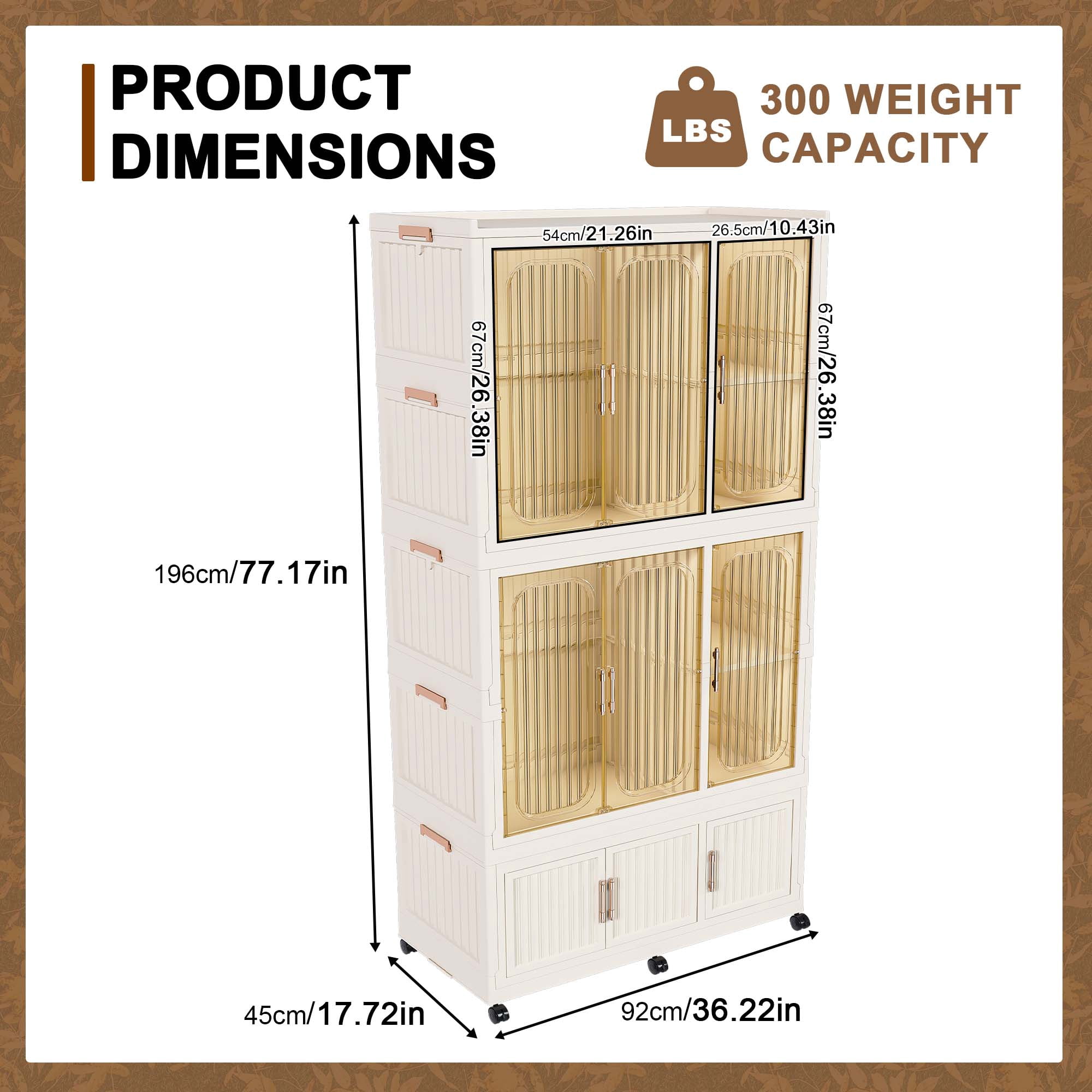 Miniyam 36.22" x 17.72" x 77.1" Includes 6 Hangers – Portable Wardrobe Closet – 9 Magnetic Doors, 9 Cubes, 2 Hanging Rods