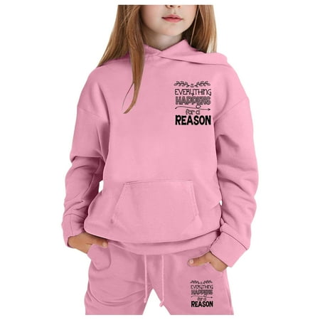 WMQPNNS Boys 2 Piece Outfits Girls Sweatsuit Set Striped Hoodie Sweatshirts Top and Pants for Kids Sportwear Outfit(Pink Size 10-11 Years)