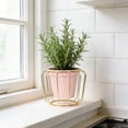 thumbnail image 7 of Tarmeek Pink Decorative Planter - Modern Iron Plant Container for Indoor Outdoor Garden, Creative Straight Line Design Vase for Living Room Office Balcony, 7 of 7
