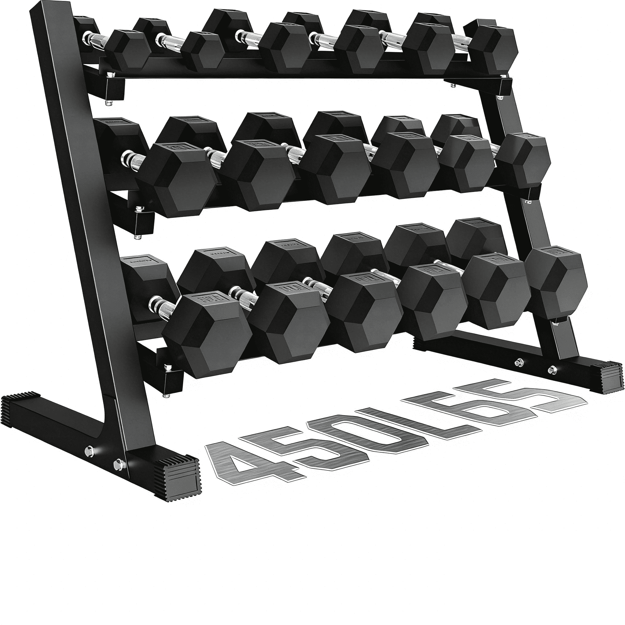Rubber Hex Dumbbell Set with Racks,550LB rubber hex dumbbell set with rack includes pairs of 5,10,15,20,25,30,35,40,45LB weights,Strength Training Weight Set Home Gym
