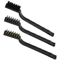 MLINS 3pcs Heavy Duty Brass Welding Wire Brush, Metal Cleaning Brush Paint Removal Brush Nylon Bristles Brush with Curved Handle for Automotive Detailing Use