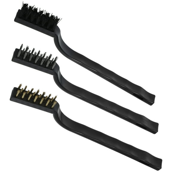 MLINS 3pcs Heavy Duty Brass Welding Wire Brush, Metal Cleaning Brush Paint Removal Brush Nylon Bristles Brush with Curved Handle for Automotive Detailing Use