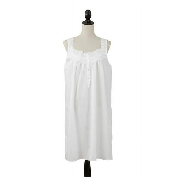 Saro Lifestyle NG229.W010 Embroidered Long Nightgown, White - Large