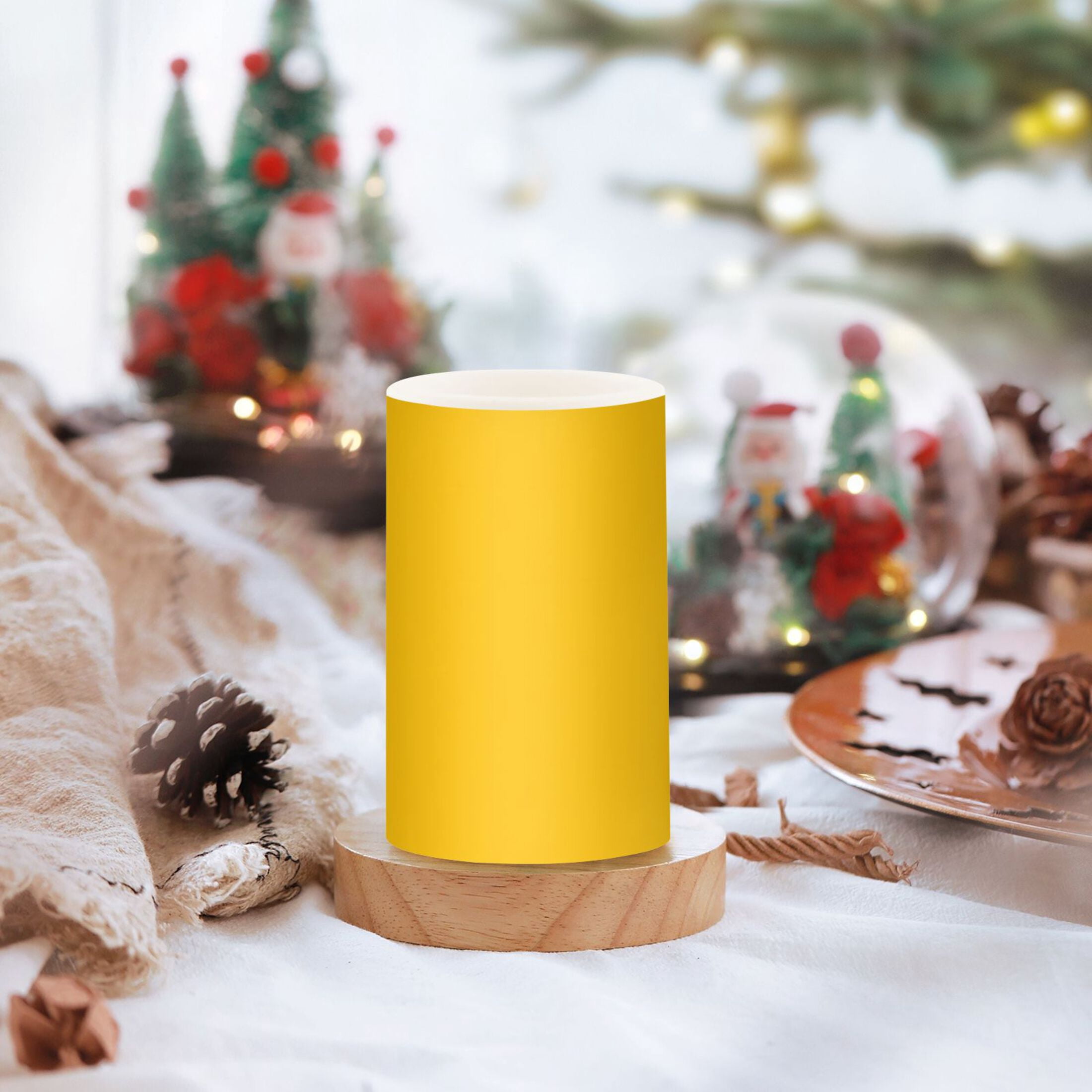 ALAZA Solid Yellow 2 PCs LED Flickering Flameless Candles with Remote Timer Battery Operated Candle