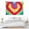 thumbnail image 3 of COMIO Colorful Tie Dye Tapestry Fabric Wall Hanging 40x30 Inch Watercolor Rainbow Tapestry Heart Shape Love Tapestry Party Wall Decorations Tie Dye Tapestries for Bedroom Living Room Dorm Decor, 3 of 7
