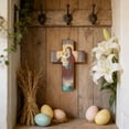 thumbnail image 6 of HuiXinOu Wooden Wall Cross Art, Rustic Home Decor for Entranceway, Farmhouse Style Brown Wood Cross Sign with Adhesive, Christian Inspirational Wall Hanging, 6 of 6
