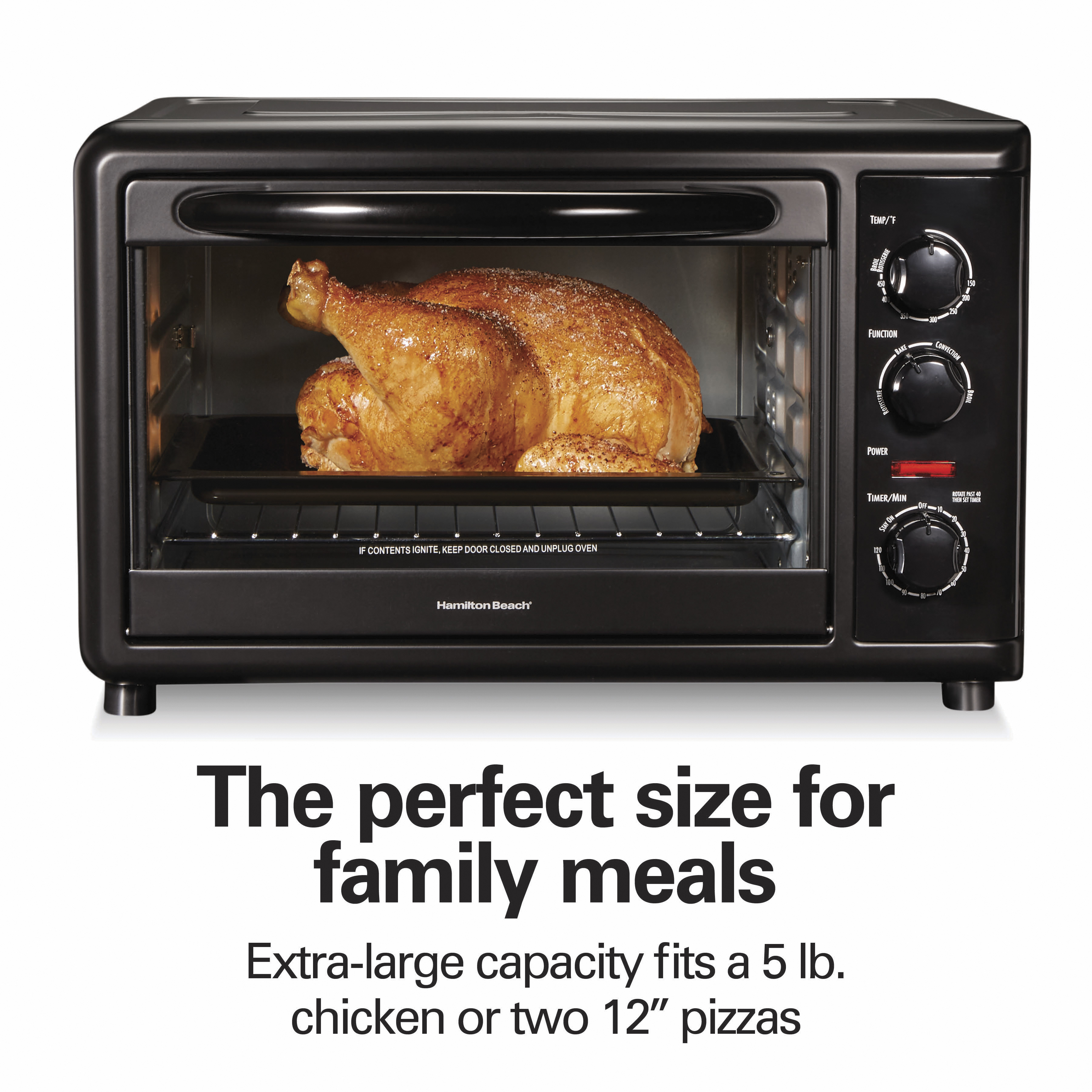 Hamilton Beach Countertop Oven with Convection & Rotisserie, 1,500 Watts, Black, 31101D - image 3 of 8
