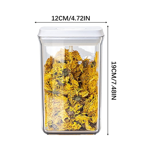 Plastic Storage Jars With Airtight Lids 4-Sided Locking Lid Rectangular Dry Food Container For Nuts Candy Barley Rice Pasta Cereal Coffee