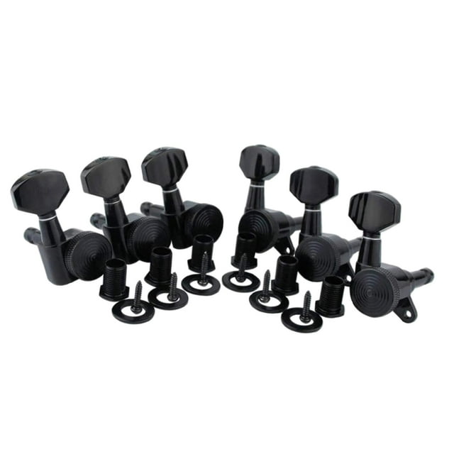 Milaget 6Pcs Tête de Machine de Guitare de Verrouillage, Rapport d'Engrenage 1:18 Résistant à l'Usure avec le Montage Noir 6R