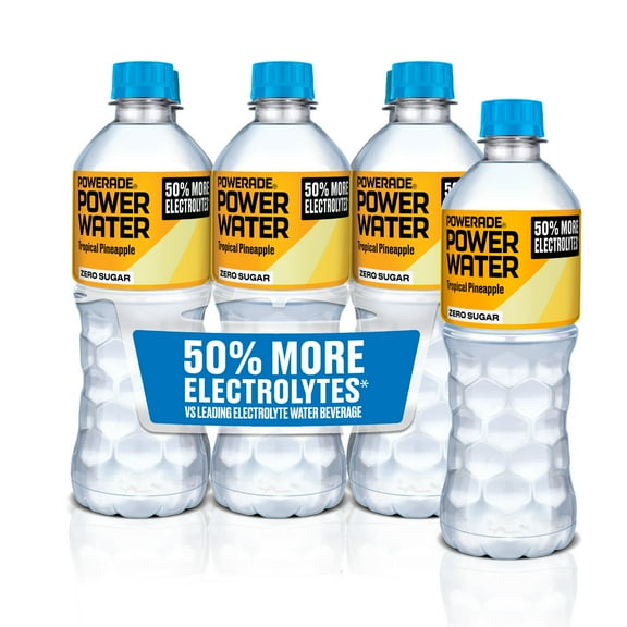POWERADE Power Water Zero Sugar Tropical Pineapple Electrolyte Water, 16.9 fl oz, 6 Pack