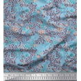 thumbnail image 1 of Soimoi Blue Cotton Poplin Fabric Floral & Leopard Animal Skin Fabric Prints By Yard 56 Inch Wide, 1 of 3