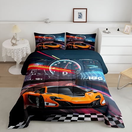 AUQ Race Car Bedding Set Boys Extreme Sports Comforter Set for Kids Cool Car Comforter Car Sports Quilt Set 1 Comforter Set with 1 Pillowcase Twin Size