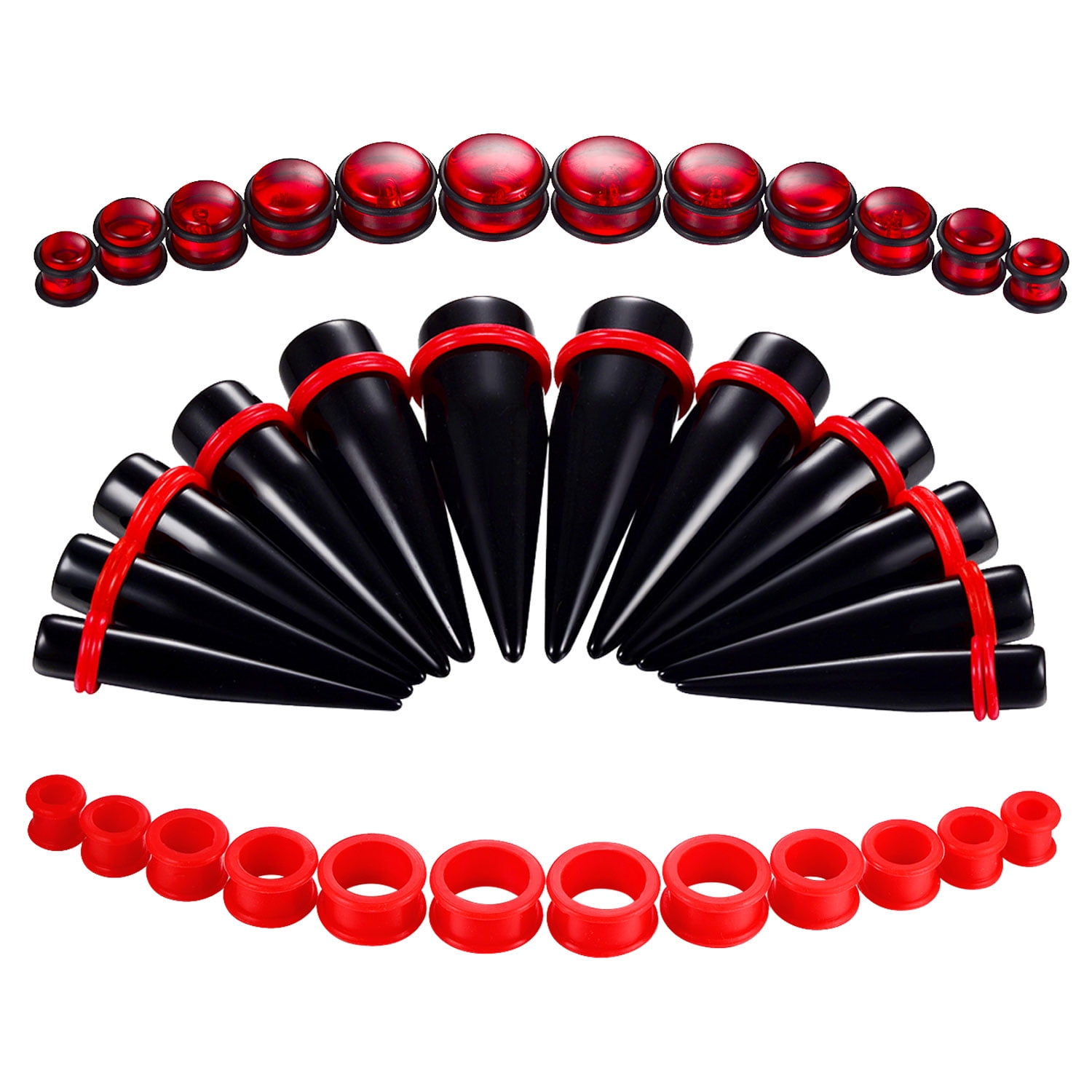 BodyJ4You 37PC Gauges Kit Ear Stretching Aftercare Balm 00G-20mm White Silicone Tunnel Plug Acrylic Taper