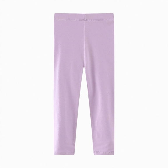 JUMEYU Infant Pants Girls School Uniform Pants High Waist Leggings with Pockets 3T (Light Purple,3 Years)