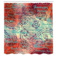 thumbnail image 3 of Ambesonne Ethnic Shower Curtain, Grunge Paisley, 69"Wx70"L, Turquoise Orange Black, 3 of 5