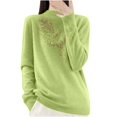 thumbnail image 2 of Itsame Women Knitted Sweater High Neck Pullover Sweatershirt Long Sleeves Solid Color Sweatshirts Green Size 2XL, 2 of 4