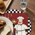 thumbnail image 3 of Chef Round 13 Inch Placemats Set of 8, Cartoon Red Food Cooking Black White Buffalo Check HeatResistant Non Slip Place Mats for Dining Table, Wipeable Braided Kitchen Table Mats for Housewarming, 3 of 9
