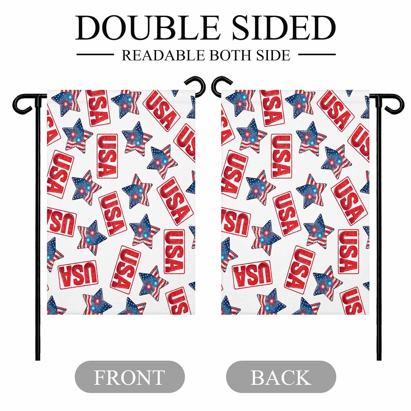 4th of July Garden Flags USA Flag Garden Flag Double Sided Welcome Flag Patriotic Star Stripes Fireworks Independence Day Yard Flags for Outdoor Lawn Porch Memorial Day Holiday Decor 28x40 Inch