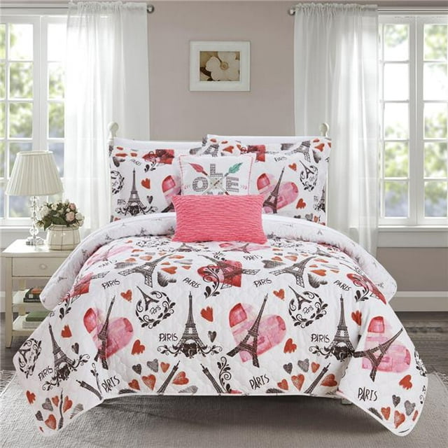 Chic Home BQS14962-US Ensemble de Couette Réversible 5 Pièces Aerienne - Multi Couleur&44; Queen Size