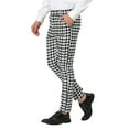 thumbnail image 5 of Unique Bargains Men's Geometric Printed Color Block Flat Front Dress Pants 38 Black White, 5 of 6