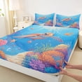thumbnail image 5 of Manfei Watercolor Sea Turtle Queen Sheet Sets for Kids Boys and Girls, Underwater Coral Fish Bed Set 4pcs, 1 Flat Sheet, 1 Fitted Sheet and 2 Pillowcases, 5 of 6