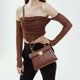 thumbnail image 5 of Bolso de mano de cuero para mujer, correa desmontable ajustable encerada con estilo, bandolera para mujer, bolso de hombro individual, regalo de Bolsas de mensajero y de hombro Marron oscuro Guardurnaity AP018453-02B, 5 of 6