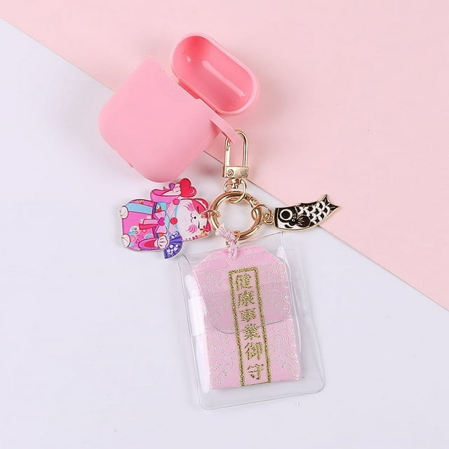 Llavero de gato de la suerte esmaltado con dije de pez koi, llavero con dije de pez koi con bolsa de dinero, amuletos de la fortuna