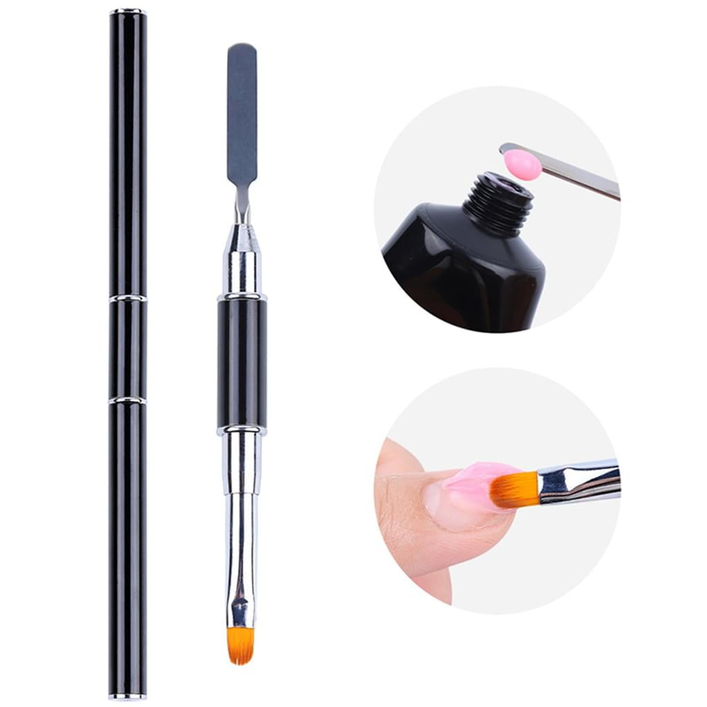 Clear False Nails Tips Nail Shapes, 100 Piece Nail Extension Kit for Gel Nails Acrylic Nails with 1 Piece Dual-Ended Acrylic Painting Brush and 5 Piece Nail Tips Clip(Black)