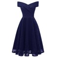 thumbnail image 2 of Wedding Guest Dresses for Women,Clearance Casual Fashion Slid Sleeveless Off-The-Shoulder Dress Women's Dress Evening Dresse, 2 of 3